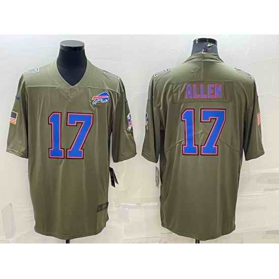 Men Buffalo Bills #17 Josh Allen Olive Salute To Service Limited Stitched Jersey->buffalo bills->NFL Jersey