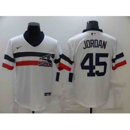 Men's Nike Chicago White Sox #45 Michael Jordan White Throwback Jersey