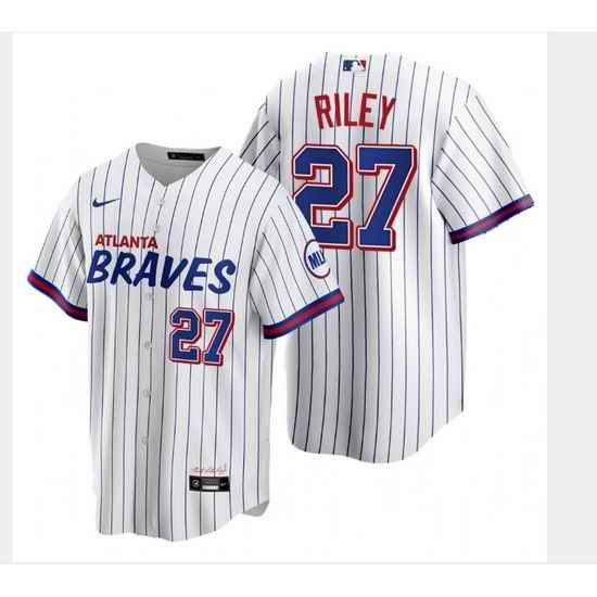 Men's Nike Atlanta Braves #27 Austin Riley White City Player Jersey->customized ncaa jersey->Custom Jersey