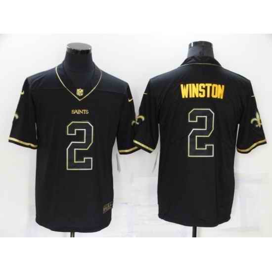 Men's New Orleans Saints #2 Jameis Winston Black Gold Throwback Limited Jersey->new england patriots->NFL Jersey