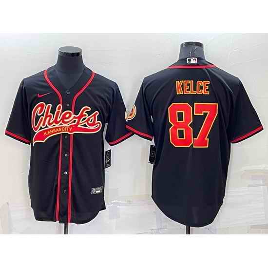 Men Kansas City Chiefs #87 Travis Kelce Black Cool Base Stitched Baseball Jersey->kansas city chiefs->NFL Jersey