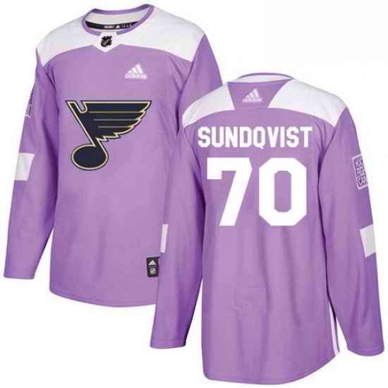 Youth Adidas St Louis Blues #70 Oskar Sundqvist Authentic Purple Fights Cancer Practice NHL Jersey->youth nhl jersey->Youth Jersey