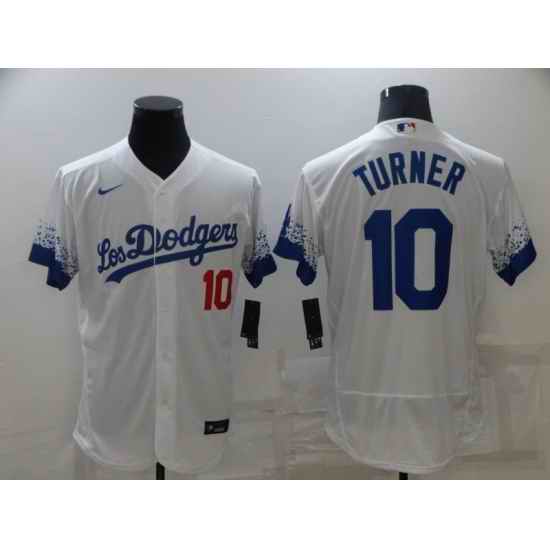 Men's Nike Los Angeles Dodgers #10 Justin Turner White Elite City Player Jersey->los angeles dodgers->MLB Jersey