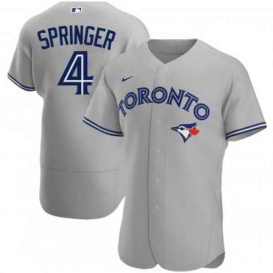 Men Toronto Blue Jays #4 George Springer Grey Flex Base Stitched Jerse->texas rangers->MLB Jersey
