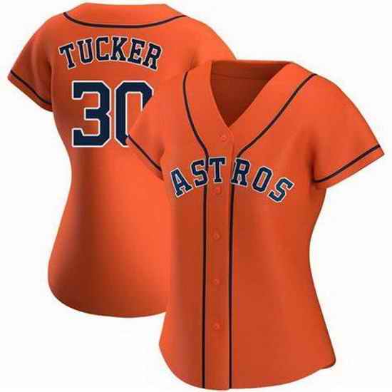 Women Houston Astros Kyle Tucker #30 Orange Cool Base Stitched Jersey->women mlb jersey->Women Jersey