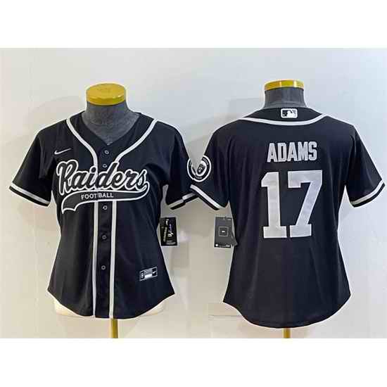 Women Las Vegas Raiders #17 Davante Adams Black With Patch Cool Base Stitched Baseball Jersey->women nfl jersey->Women Jersey