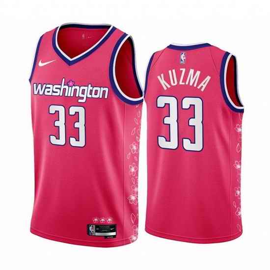 Men Washington Wizards 33 Kyle Kuzma 2022 #23 Pink City Edition Limited Stitched Basketball Jersey->washington wizards->NBA Jersey