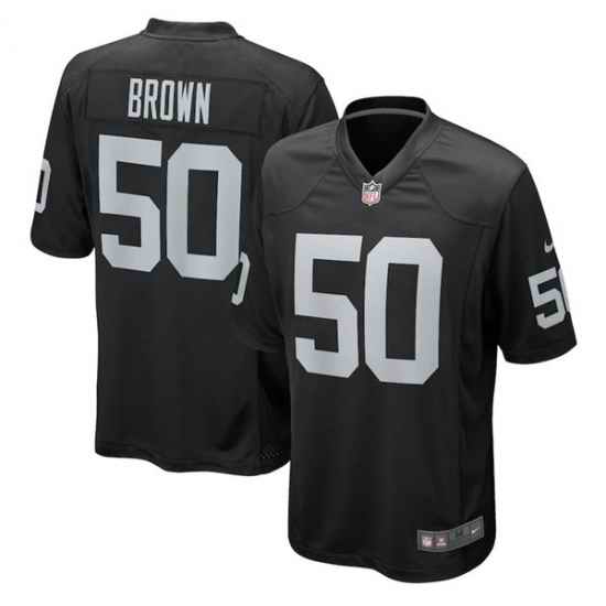 Men Las Vegas Raiders #50 Jayon Brown Black Stitched Game Jersey->las vegas raiders->NFL Jersey