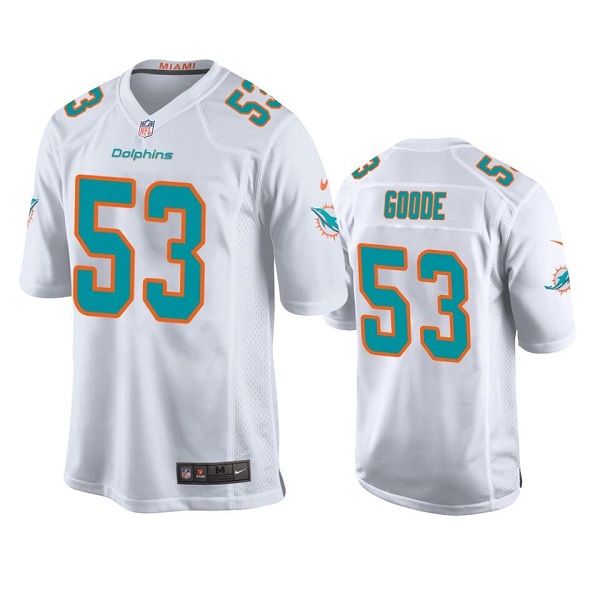 Men's Miami Dolphins #53 Cameron Goode White Stitched Football Jersey->los angeles chargers->NFL Jersey