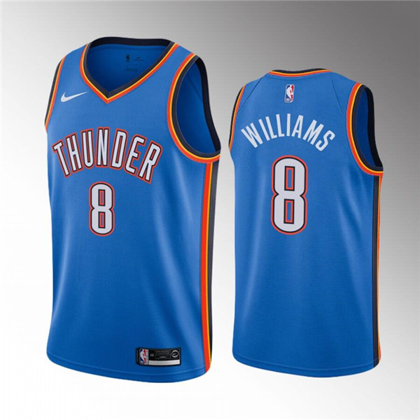 Men's Oklahoma City Thunder #8 Jaylin Williams Blue Icon Edition Stitched Basketball Jersey->new york knicks->NBA Jersey