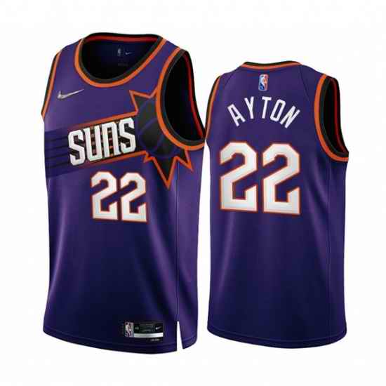 Men's Phoenix Suns #22 Deandre Ayton 2022-23 Purple 75th Anniversary Icon Edition Stitched Jersey->phoenix suns->NBA Jersey
