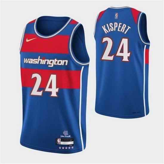 Men's Washington Wizards #24 Corey Kispert 75th Anniversary 2021 2022 Blue City Edition Swingman Stitched Jersey->washington wizards->NBA Jersey