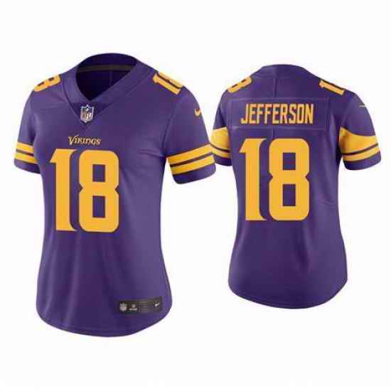 Women Minnesota Vikings Justin Jefferson #8 Rush Color Stitched NFL Jersey->women nfl jersey->Women Jersey