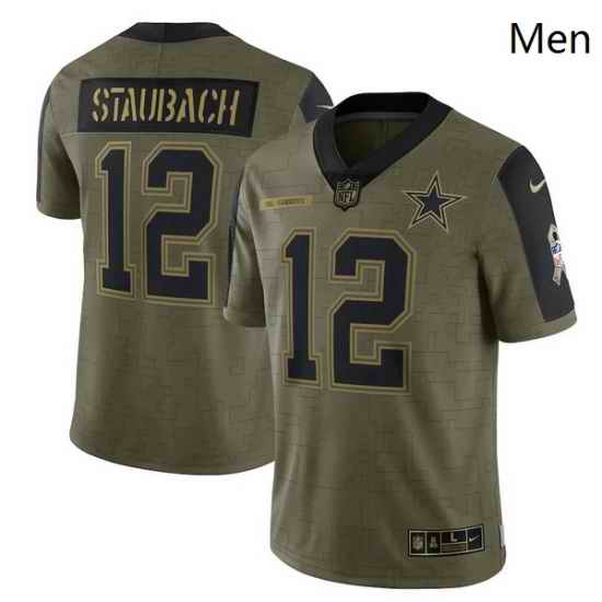 Men's Dallas Cowboys Roger Staubach Nike Olive 2021 Salute To Service Retired Player Limited Jersey->dallas cowboys->NFL Jersey