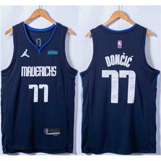Men's Dallas Mavericks #77 Luka Doncic 75th Anniversary Navy Stitched Basketball Jersey->dallas mavericks->NBA Jersey