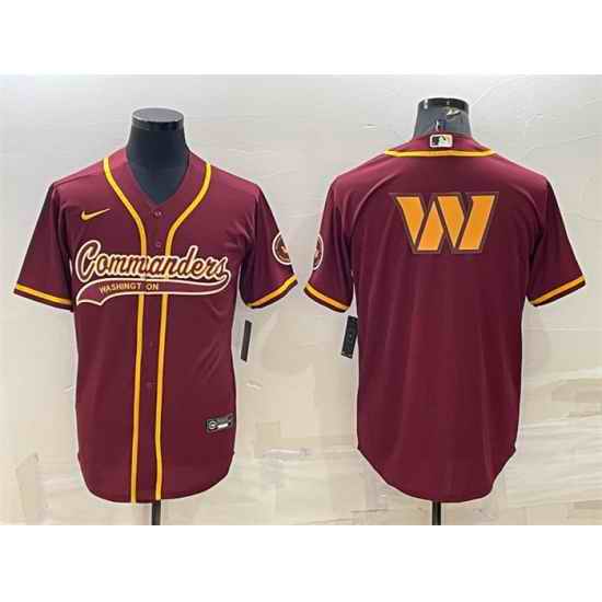 Men Washington Commanders Burgundy Team Big Logo With Patch Cool Base Stitched Baseball Jersey->tennessee titans->NFL Jersey
