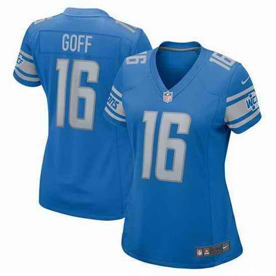 Women Detroit Lions Jared Goff #16 Rush Stitched NFL Jersey->women nfl jersey->Women Jersey