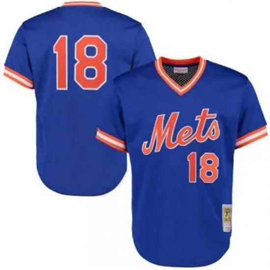 New York Mets #18 Darryl Strawberry Royal Cooperstown Mesh Batting Practice Jersey->new york mets->MLB Jersey