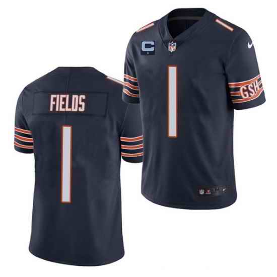 Men Chicago Bears 2022 #1 Justin Fields Navy With 1-star C Patch Vapor Untouchable Limited Stitched Jersey->chicago bears->NFL Jersey
