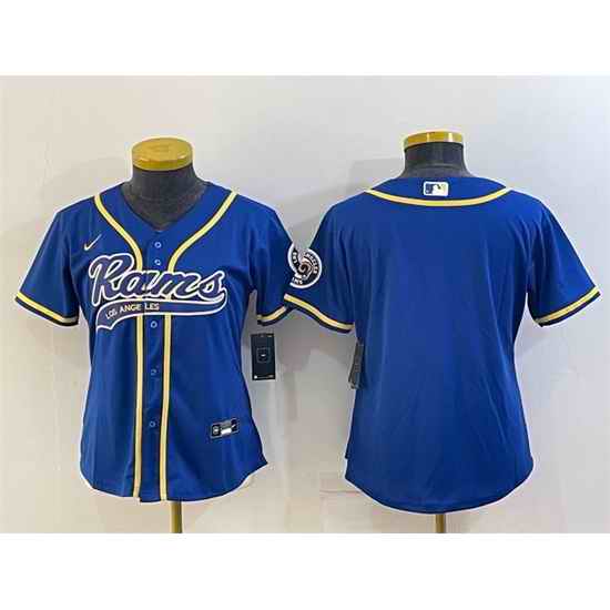 Women Los Angeles Rams Blank Royal With Patch Cool Base Stitched Baseball Jersey->women nfl jersey->Women Jersey