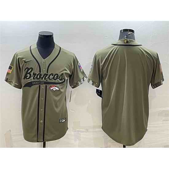 Men Denver Broncos Blank Olive Salute To Service Cool Base Stitched Baseball Jersey->denver broncos->NFL Jersey