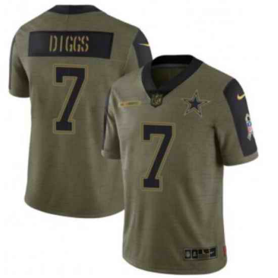 Men Olive Dallas Cowboys #7 Trevon Diggs 2021 Salute To Service Limited Stitched Jersey->dallas cowboys->NFL Jersey