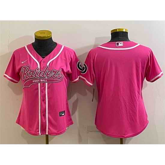 Women Las Vegas Raiders Blank Pink With Patch Cool Base Stitched Baseball Jersey->women nfl jersey->Women Jersey