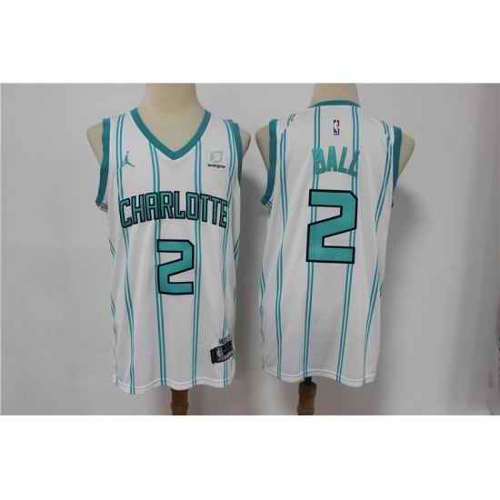 Youth Charlotte Hornets #2 LaMelo Ball White 2021 Swingman Jersey->youth nba jersey->Youth Jersey