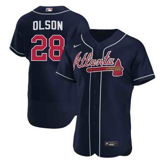 Men Atlanta Braves #28 Matt Olson Navy Flex Base Stitched Baseball jersey->atlanta braves->MLB Jersey