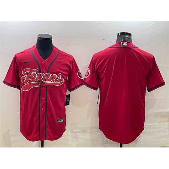 Men Houston Texans Blank Red With Patch Cool Base Stitched Baseball Jersey->houston texans->NFL Jersey