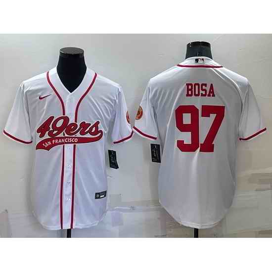 Men San Francisco 49ers #97 Nick Bosa White Red Cool Base Stitched Baseball Jersey->seattle seahawks->NFL Jersey
