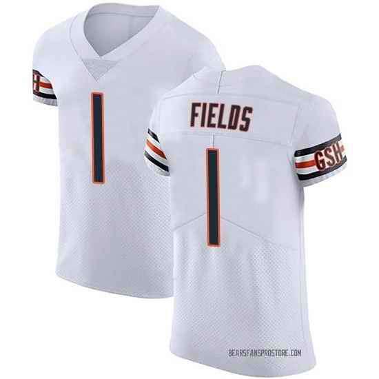 Men Nike Justin Fields White Chicago Bears #1 2021 NFL Vapor Elite Jersey->chicago bears->NFL Jersey