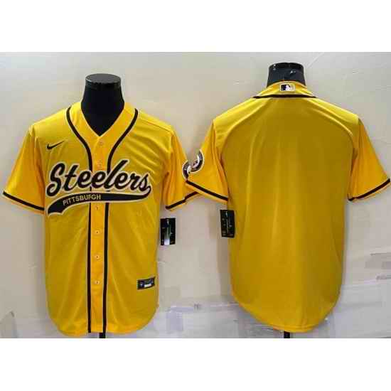 Men PITTSBURGH STEELERS Team Big Logo With Patch Cool Base Stitched Baseball Jersey