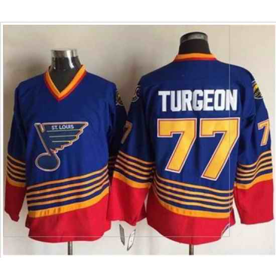 St.Louis Blues #77 Pierre Turgeon Light Blue Red CCM Throwback Stitched NHL Jersey->st.louis blues->NHL Jersey
