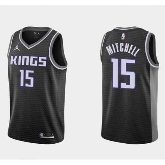 Men Sacramento Kings #15 Davion Mitchell Swingman Black Statement Edition Stitched Jersey->sacramento kings->NBA Jersey
