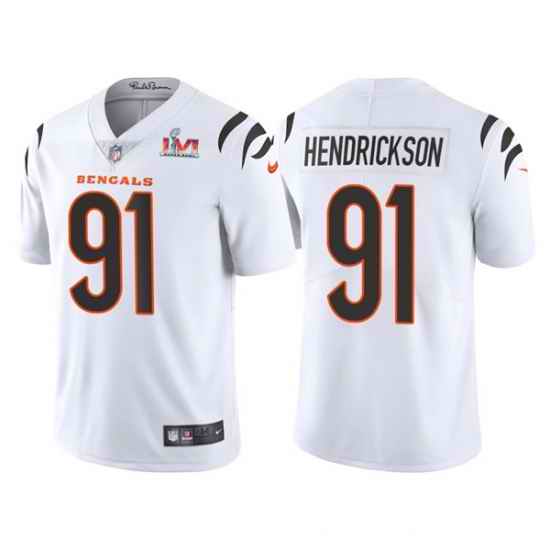 Men Cincinnati Bengals #91 Trey Hendrickson 2022 White Super Bowl LVI Vapor Limited Stitched Jersey->cincinnati bengals->NFL Jersey