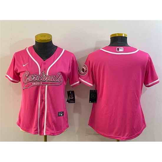 Women Arizona Cardinals Blank Pink With Patch Cool Base Stitched Baseball Jersey->women nfl jersey->Women Jersey