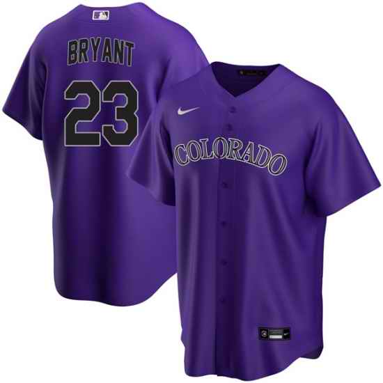 Men Nike Colorado Rockies Kris Bryant #23 Black Purple Cool Base Stitched Baseball Jersey->colorado rockies->MLB Jersey