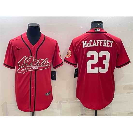Men San Francisco 49ers #23 Christian McCaffrey Red With Patch Cool Base Stitched Baseball Jersey II->san francisco 49ers->NFL Jersey