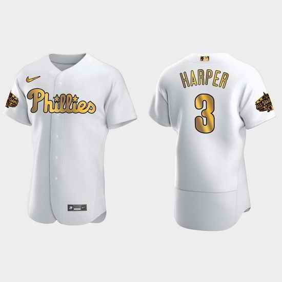 Men Philadelphia Phillies Bryce Harper 2022 Mlb All Star Game White Gold Men Jersey->2022 all star->MLB Jersey