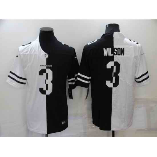 Men's Nike Denver Broncos #3 Russell Wilson Black And White Split Vapor Untouchable Limited Jersey->denver broncos->NFL Jersey