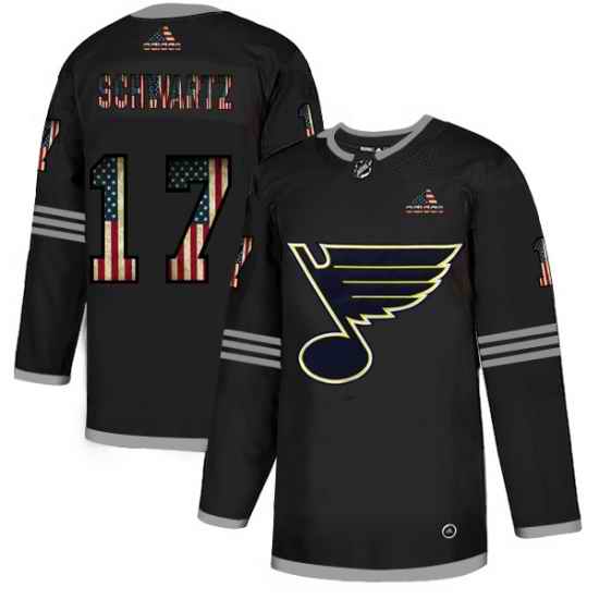 Men St.Louis Blues #17 Jaden Schwartz Black USA Flag Fashion Adidas Jersey->st.louis blues->NHL Jersey