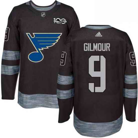 Mens Adidas St Louis Blues #9 Doug Gilmour Authentic Black 1917 2017 100th Anniversary NHL Jersey->st.louis blues->NHL Jersey