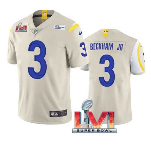 Nike Rams #3 Odell Beckham Jr. Bone 2022 Super Bowl LVI Vapor Limited Jersey->los angeles rams->NFL Jersey