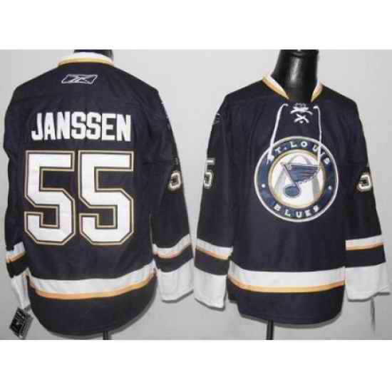St. Louis Blues #55 Cam Janssen Dark Blue NHL Jersey->st.louis blues->NHL Jersey