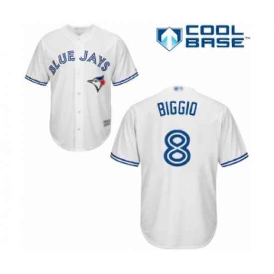 Youth Toronto Blue Jays #8 Cavan Biggio Authentic White Home Baseball Player Jersey->youth mlb jersey->Youth Jersey