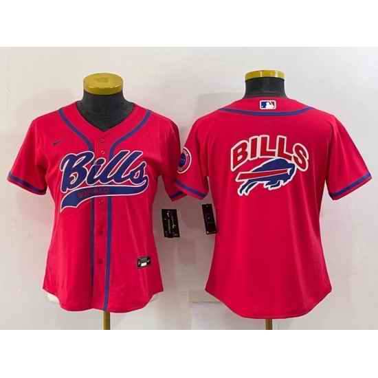 Women Buffalo Bills Red Team Big Logo With Patch Cool Base Stitched Baseball Jersey->women nfl jersey->Women Jersey