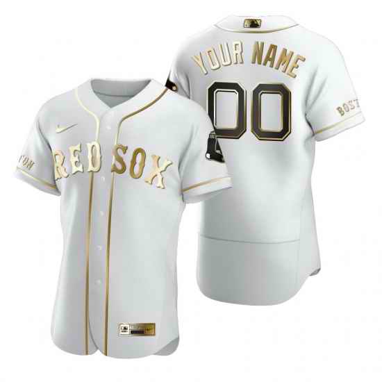 Men Women Youth Toddler Boston Red Sox Custom Nike White Gold 2020 Stitched MLB Flex Base Jersey->customized mlb jersey->Custom Jersey