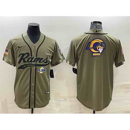 Men Los Angeles Rams Olive Salute To Service Team Big Logo Cool Base Stitched Baseball Jersey->miami dolphins->NFL Jersey