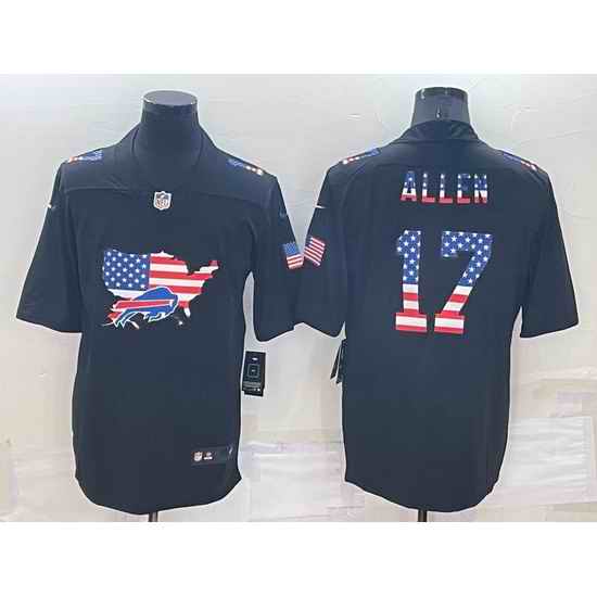 Men Buffalo Bills #17 Josh Allen Black USA Flag Limited Stitched Jersey->green bay packers->NFL Jersey